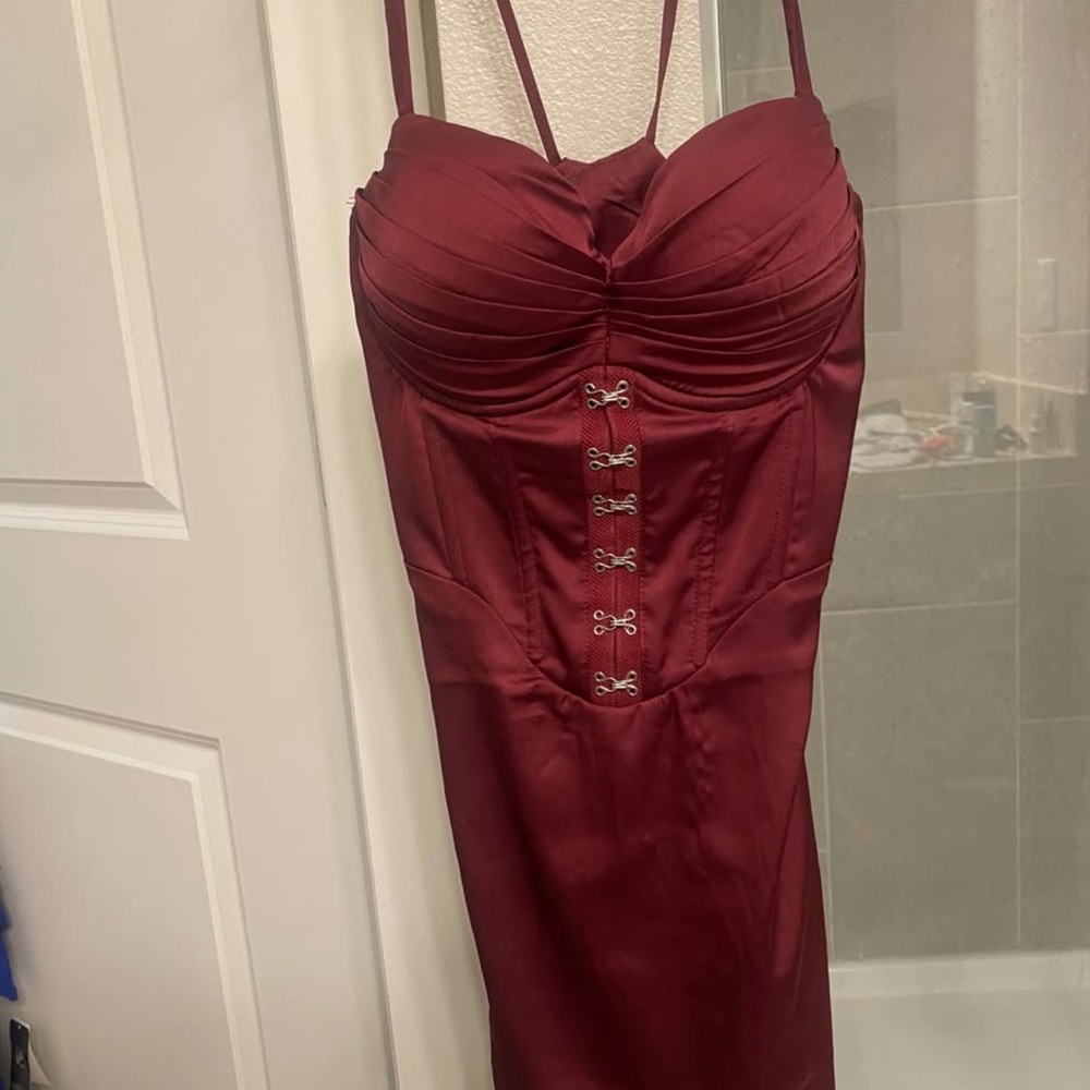 Oh Polly Burgundy Dress with Hook Details